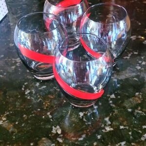 G.H. Mumm Champagne France Stemless Wine Glasses Set of 4 Smoke